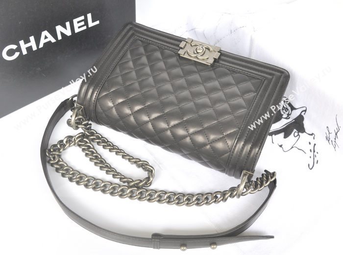 Chanel A67086 lambskin medium le boy handbag black bag 5737