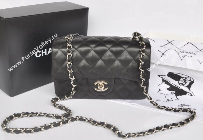 Chanel A1116 lambskin small classic flap handbag black bag 5738