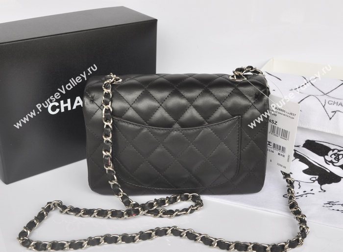 Chanel A1116 lambskin small classic flap handbag black bag 5738