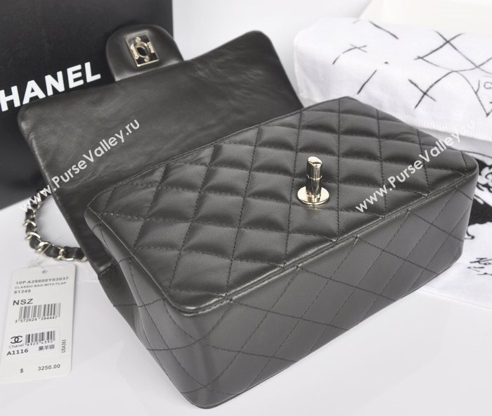 Chanel A1116 lambskin small classic flap handbag black bag 5738