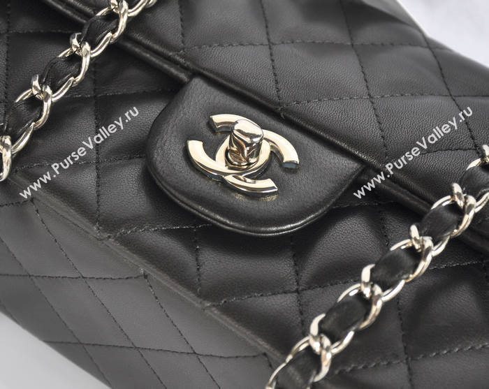 Chanel A1116 lambskin small classic flap handbag black bag 5738