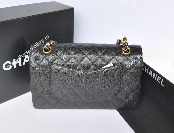 Chanel A1112 caviar lambskin classic flap handbag black bag 5739