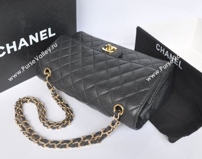 Chanel A1112 caviar lambskin classic flap handbag black bag 5739