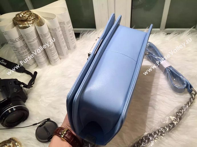 Chanel A67086 caviar lambskin medium le boy handbag blue bag 5840