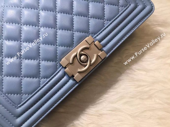 Chanel A67086 caviar lambskin medium le boy handbag blue bag 5840