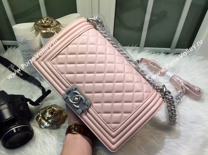 Chanel A67086 caviar lambskin medium le boy handbag pink bag 5841
