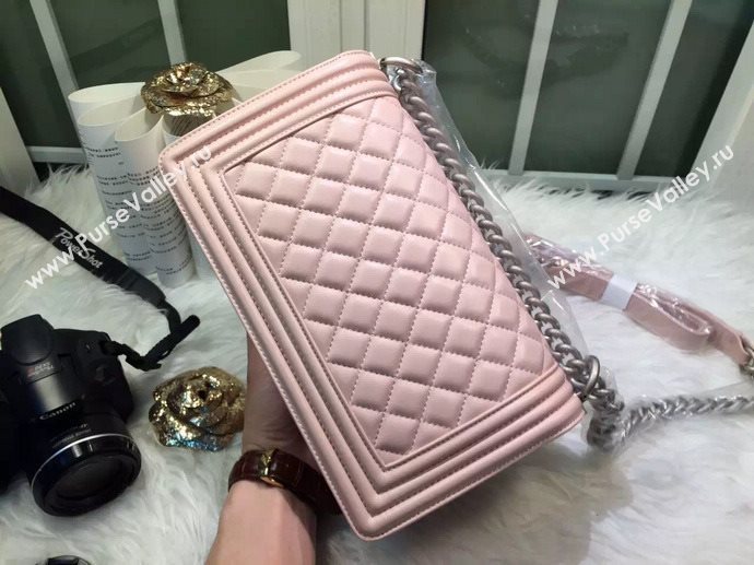 Chanel A67086 caviar lambskin medium le boy handbag pink bag 5841