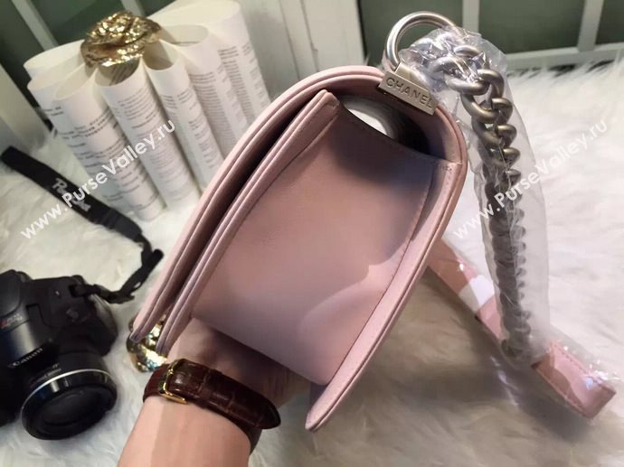 Chanel A67086 caviar lambskin medium le boy handbag pink bag 5841