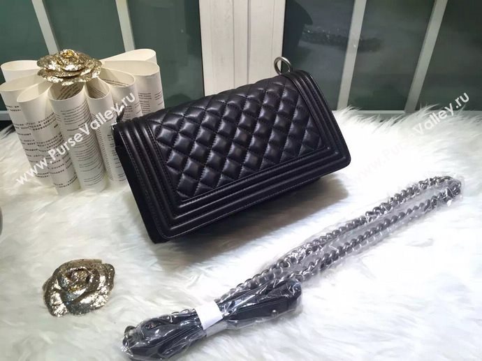Chanel A67086 lambskin medium le boy handbag black bag 5844
