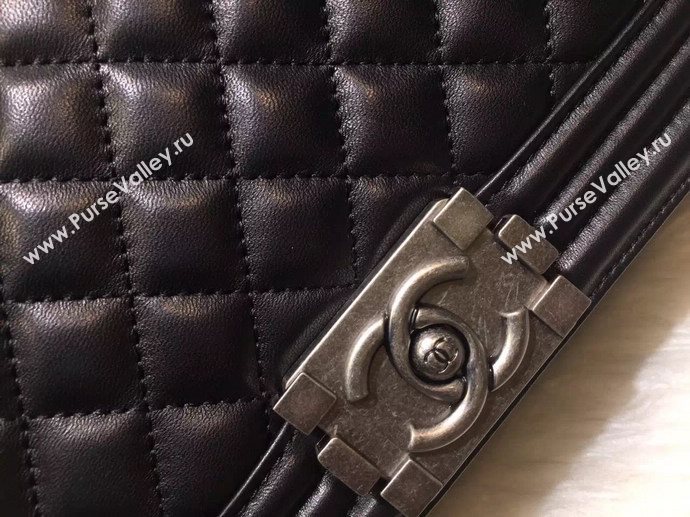 Chanel A67086 lambskin medium le boy handbag black bag 5844