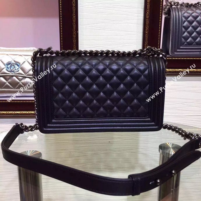 Chanel A67086 lambskin medium le boy handbag black bag 5845