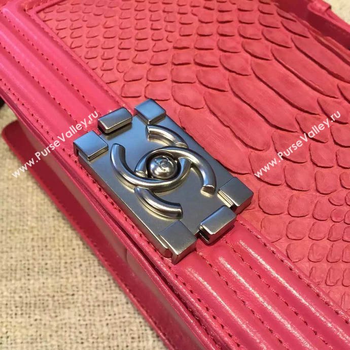 Chanel A66095 python leather medium le boy handbag red bag 5847