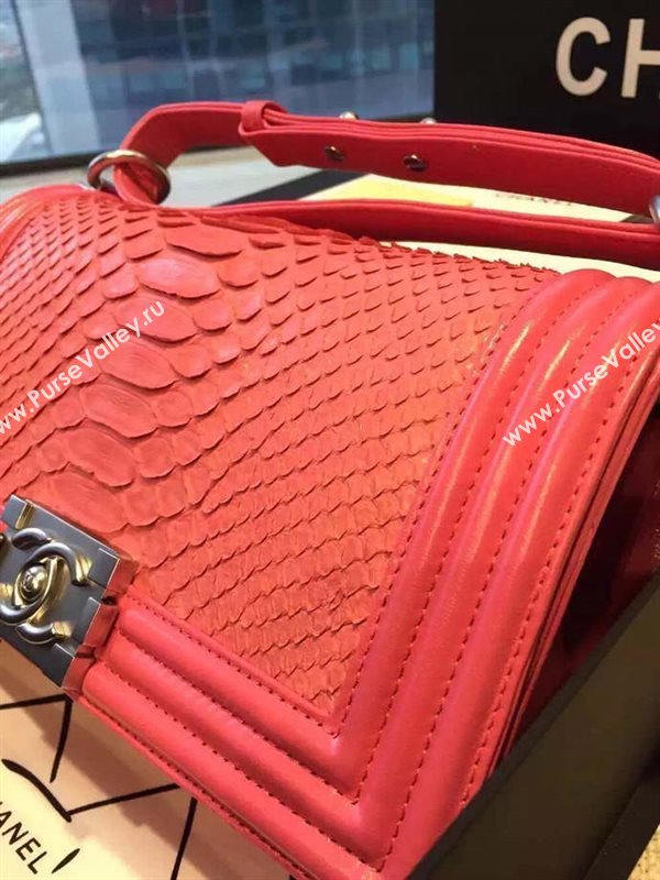 Chanel A66095 python leather medium le boy handbag red bag 5847