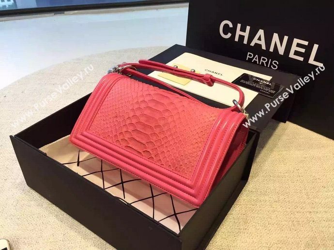 Chanel A66095 python leather medium le boy handbag red bag 5847