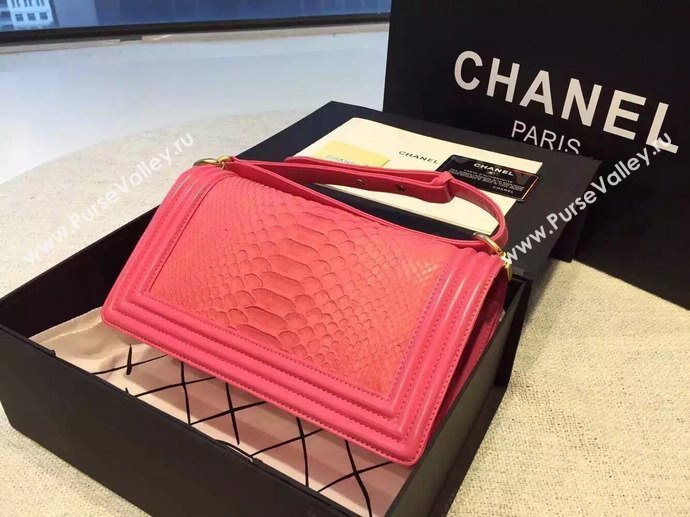 Chanel A66095 python leather medium le boy handbag red bag 5848