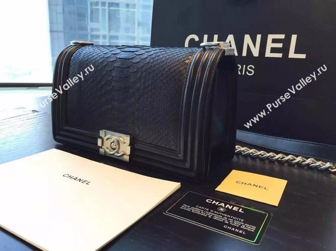 Chanel A66095 python leather medium le boy handbag black bag 5849