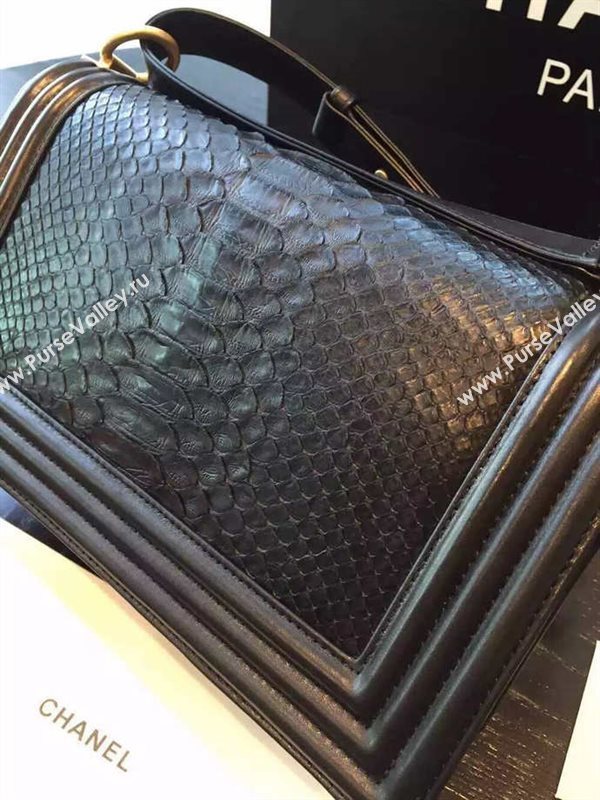 Chanel A66095 python leather medium le boy handbag black bag 5850