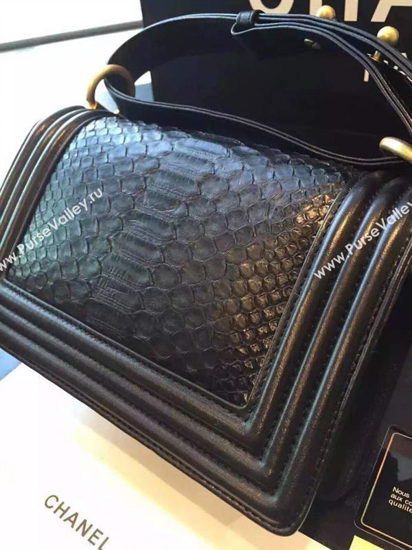 Chanel A66094 python leather small le boy handbag black bag 5853