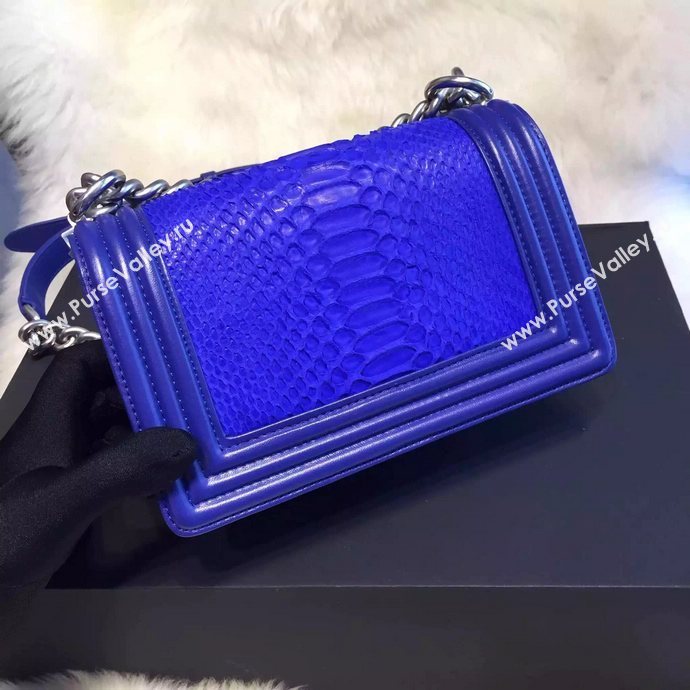 Chanel A66094 python leather small le boy handbag blue bag 5854