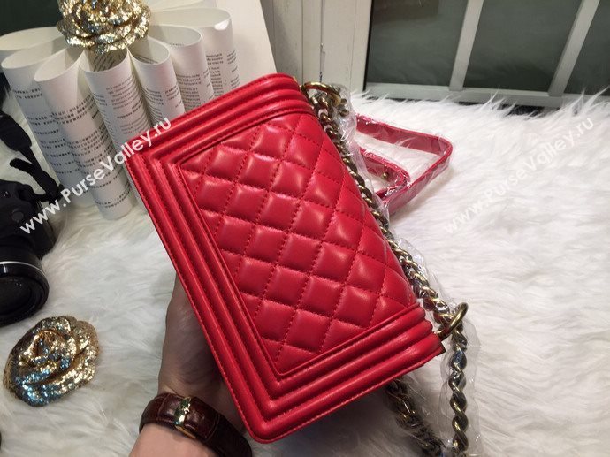 Chanel A67085 lambskin small le boy handbag red bag 5857