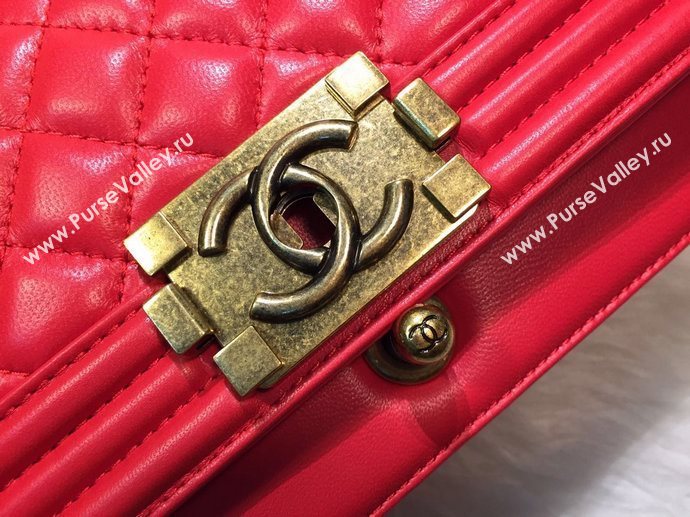 Chanel A67085 lambskin small le boy handbag red bag 5857