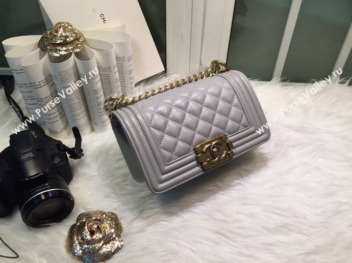 Chanel A67085 lambskin small le boy handbag gray bag 5859