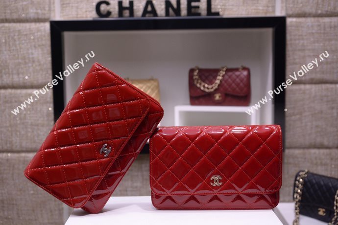 Chanel A33814 paint lambskin small woc handbag red bag 5862