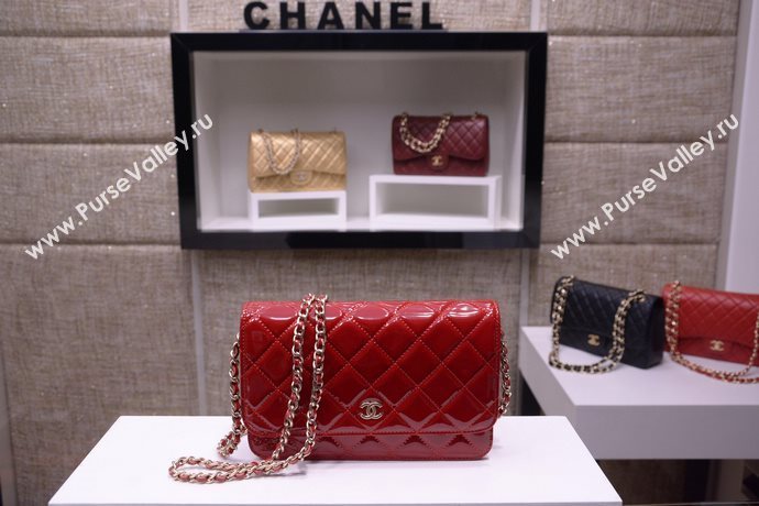 Chanel A33814 paint lambskin small woc handbag red bag 5862