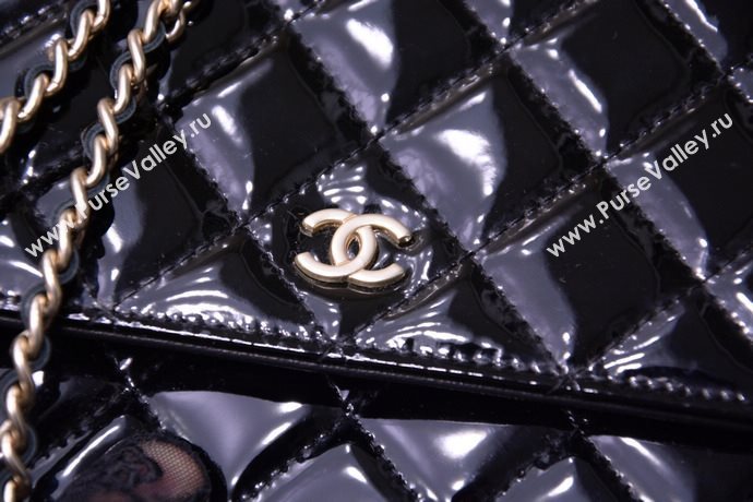 Chanel A33814 paint lambskin small woc handbag black bag 5865