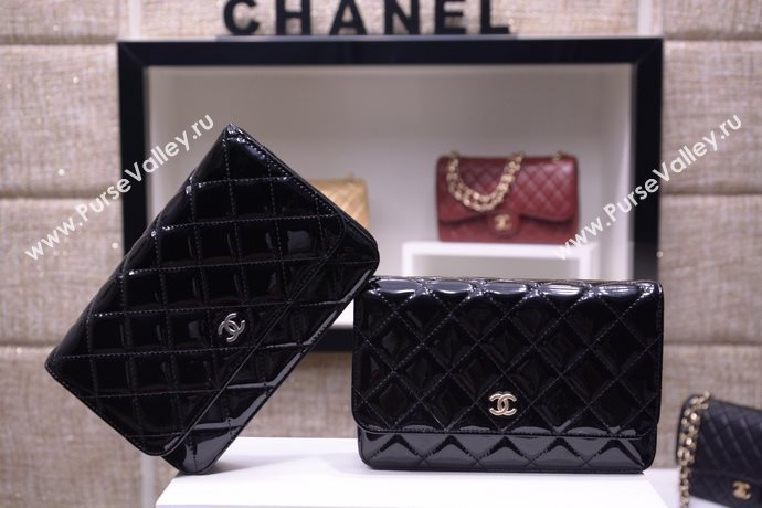 Chanel A33814 paint lambskin small woc handbag black bag 5866