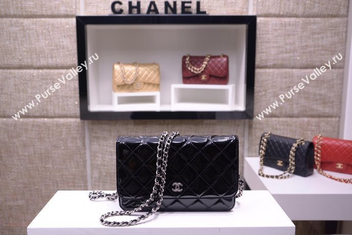 Chanel A33814 paint lambskin small woc handbag black bag 5866