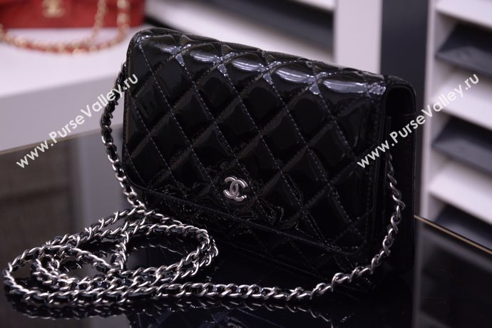 Chanel A33814 paint lambskin small woc handbag black bag 5866