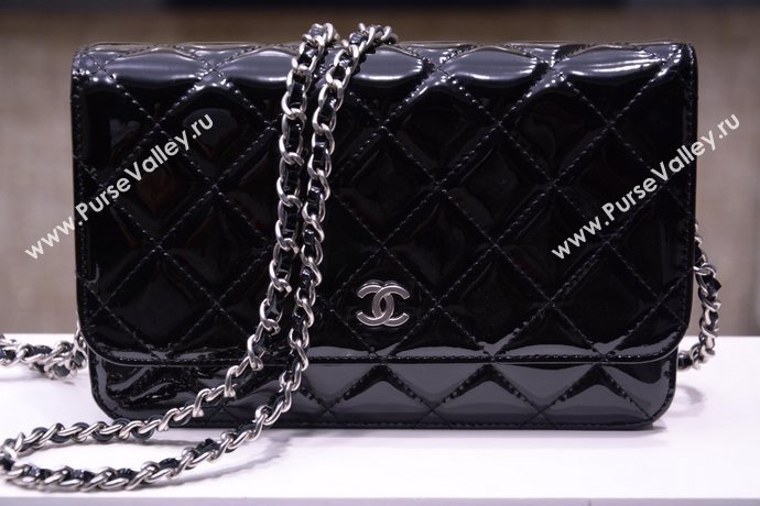 Chanel A33814 paint lambskin small woc handbag black bag 5866