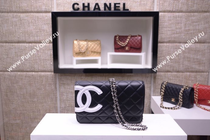 Chanel A33814 paint lambskin small woc handbag black bag 5867