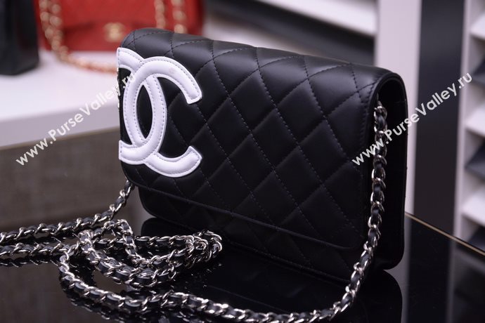 Chanel A33814 paint lambskin small woc handbag black bag 5867