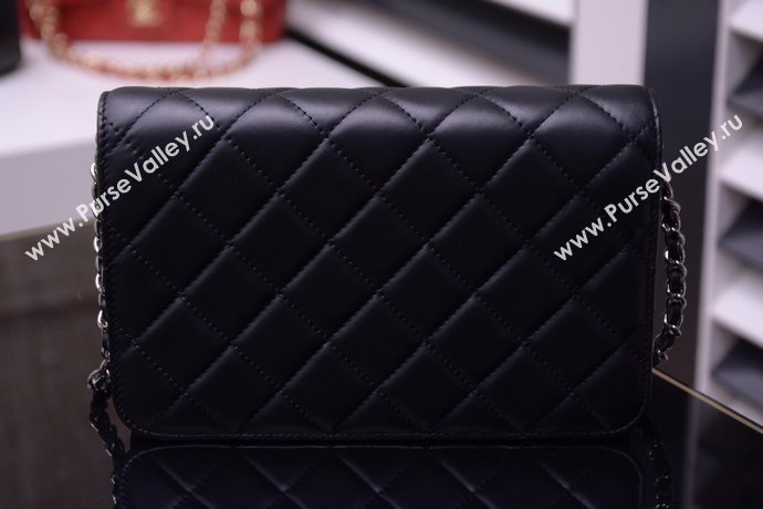 Chanel A33814 paint lambskin small woc handbag black bag 5867