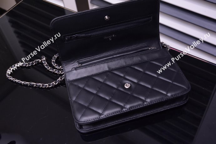 Chanel A33814 paint lambskin small woc handbag black bag 5867