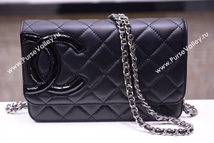 Chanel A33814 paint lambskin small woc handbag black bag 5868