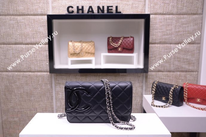 Chanel A33814 paint lambskin small woc handbag black bag 5868