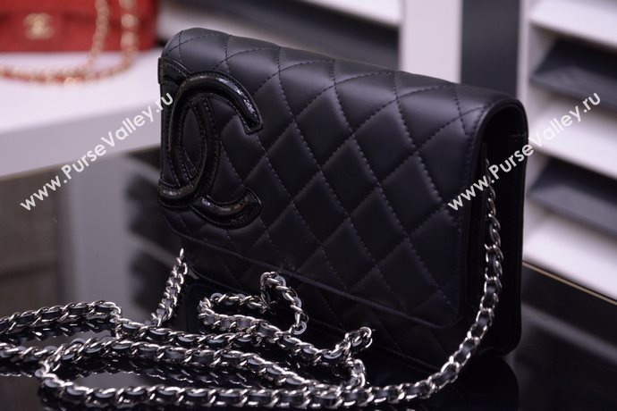 Chanel A33814 paint lambskin small woc handbag black bag 5868