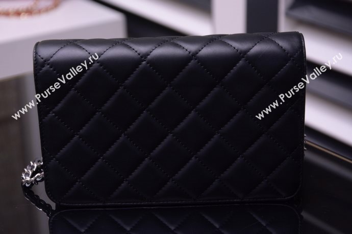 Chanel A33814 paint lambskin small woc handbag black bag 5868