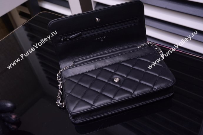 Chanel A33814 paint lambskin small woc handbag black bag 5868