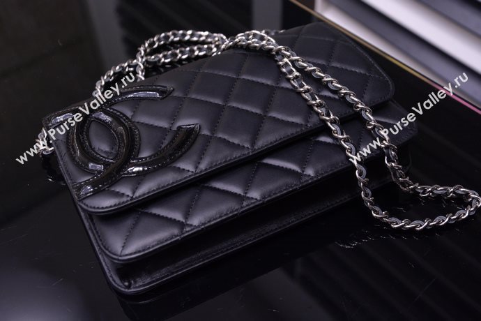 Chanel A33814 paint lambskin small woc handbag black bag 5868