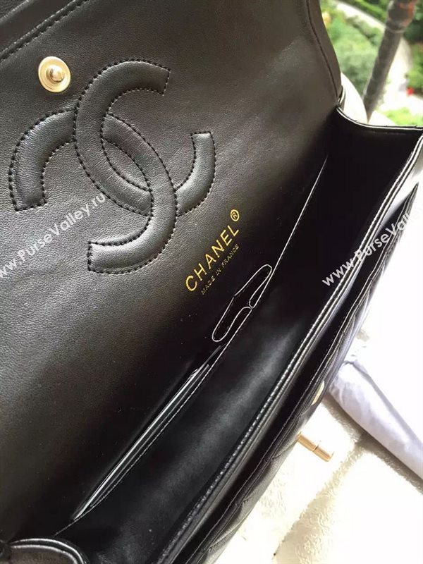 Chanel A1112 lambskin V classic flap handbag black bag 5876