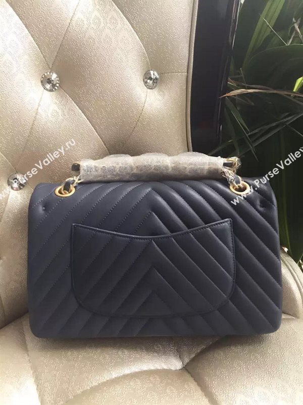 Chanel A1112 lambskin V classic flap handbag blue bag 5877