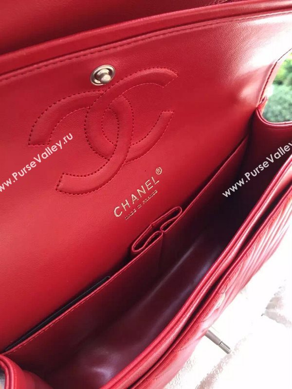 Chanel A1112 lambskin V classic flap handbag red bag 5879