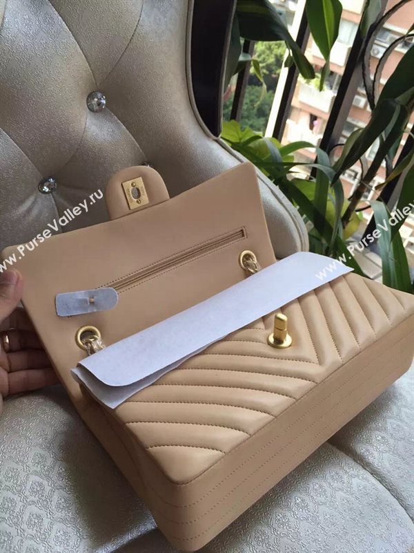 Chanel A1112 lambskin V classic flap handbag apricot bag 5880