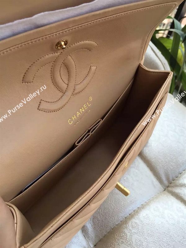 Chanel A1112 lambskin V classic flap handbag apricot bag 5880