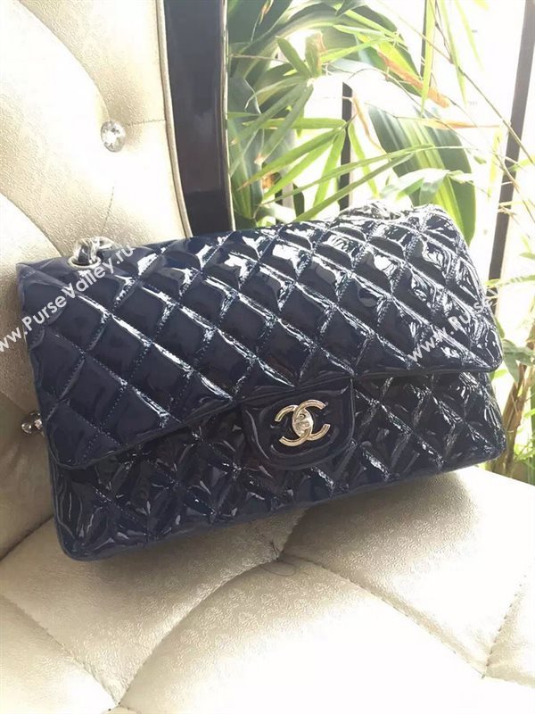 Chanel A1113 large paint lambskin handbag blue bag 5881