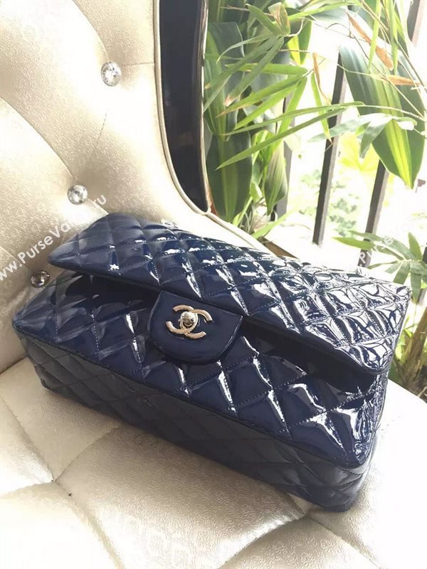 Chanel A1113 large paint lambskin handbag blue bag 5881